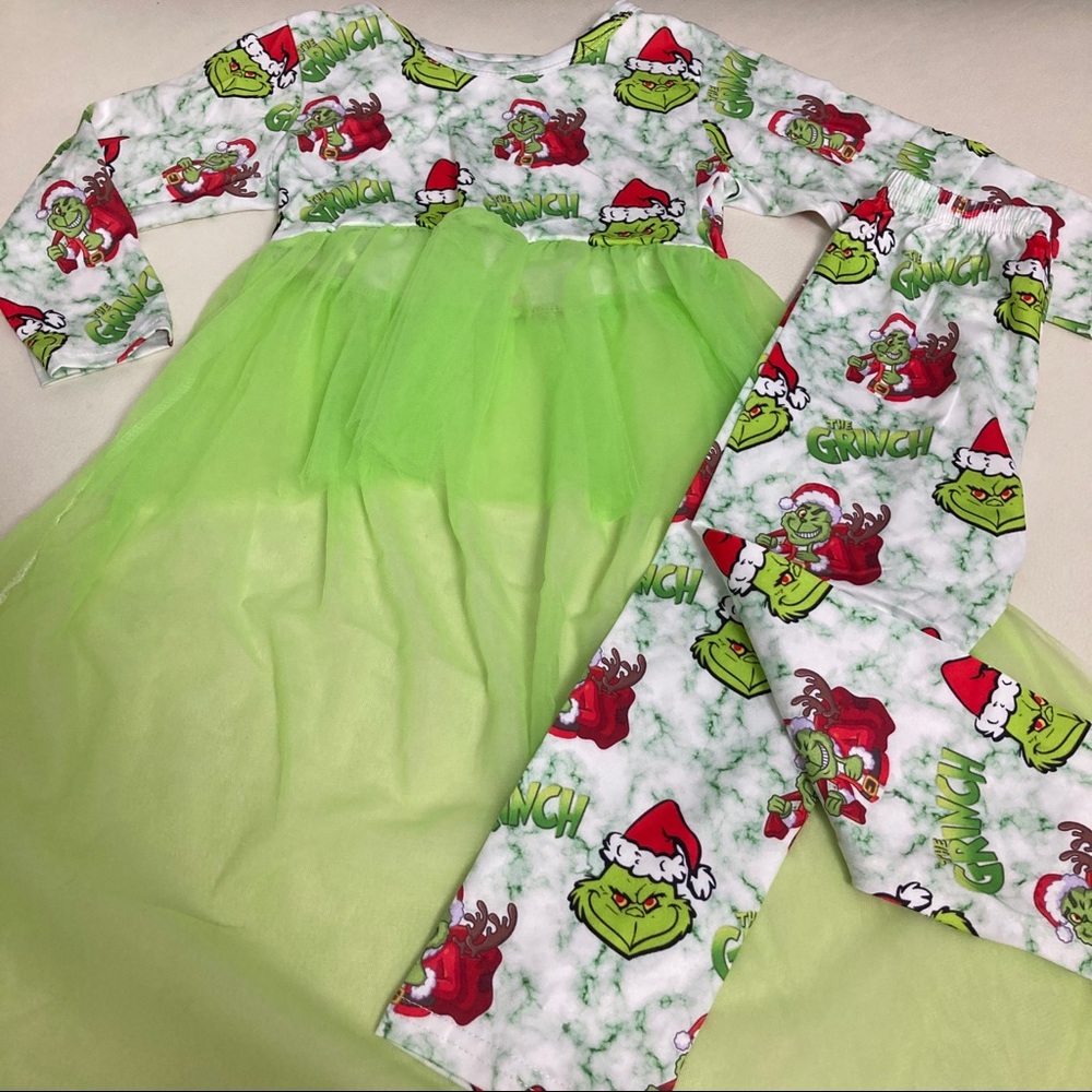 Christmas 🎄 Grinch tutu cute leggings set outfit - Picture 4 of 11